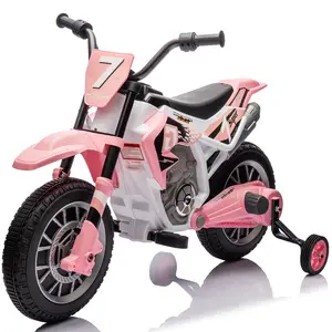 Kids Motorcycle Dirt Bike Off-Road Street Bike with Music Training Wheels Spring Suspension High Low Speeds
