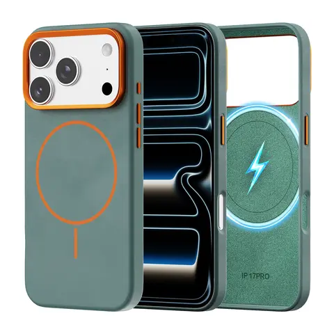 CrazyGrass Luxury Retro Suede Leather iPhone 17 & 18 Pro Max Cellphone Cover - Military-Grade Shockproof Protection, Ultra Slim Casing, Strong Magnetic Lock, Anti-Scratch, Wireless Charging Compatible Handheld Devices Accessories
