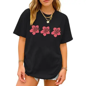 Printed T-shirt for teenage girls, loose-fitting T-shirt with a pastoral style, casual and retro aesthetic. Sizes S-xxxxxL