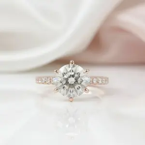 18k Rose Gold 3.0 Ct Round Diamond Option Engagement Ring