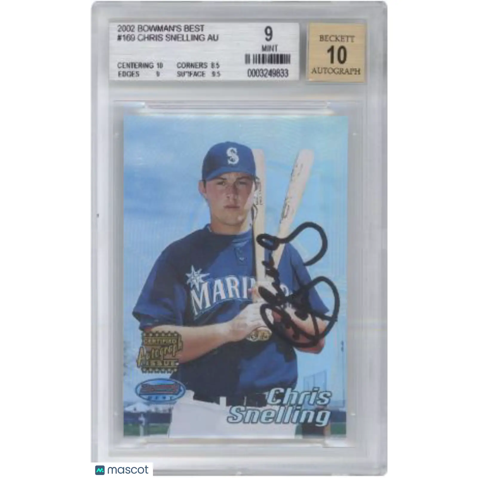 Chris Snelling AU A BGS 2002 Bowman's Best #169 Baseball Auto 9/10