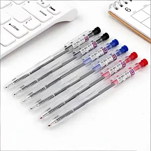 0.7mm three-color available office writing ballpoint pen, press the transparent pen barrel, oil pen and gel pen