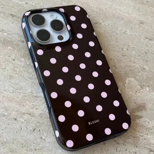 Polka Dots | black and Pink - Blushi Phone Case, compatible with iPhone 17/16/15/14/13/12/11, is an ideal Christmas, New Year, or Valentine's gift for friends and family.