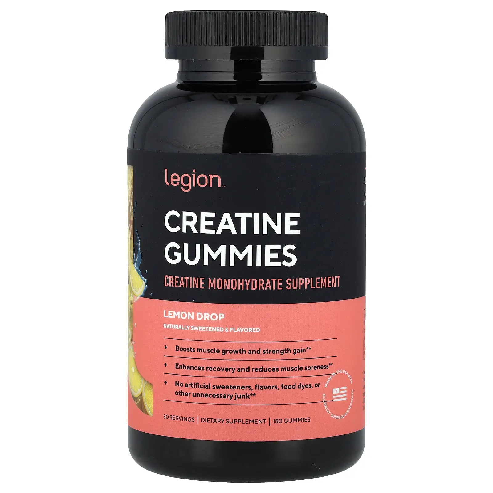 Legion Athletics Creatine Gummies, Lemon Drop, 150 Gummies