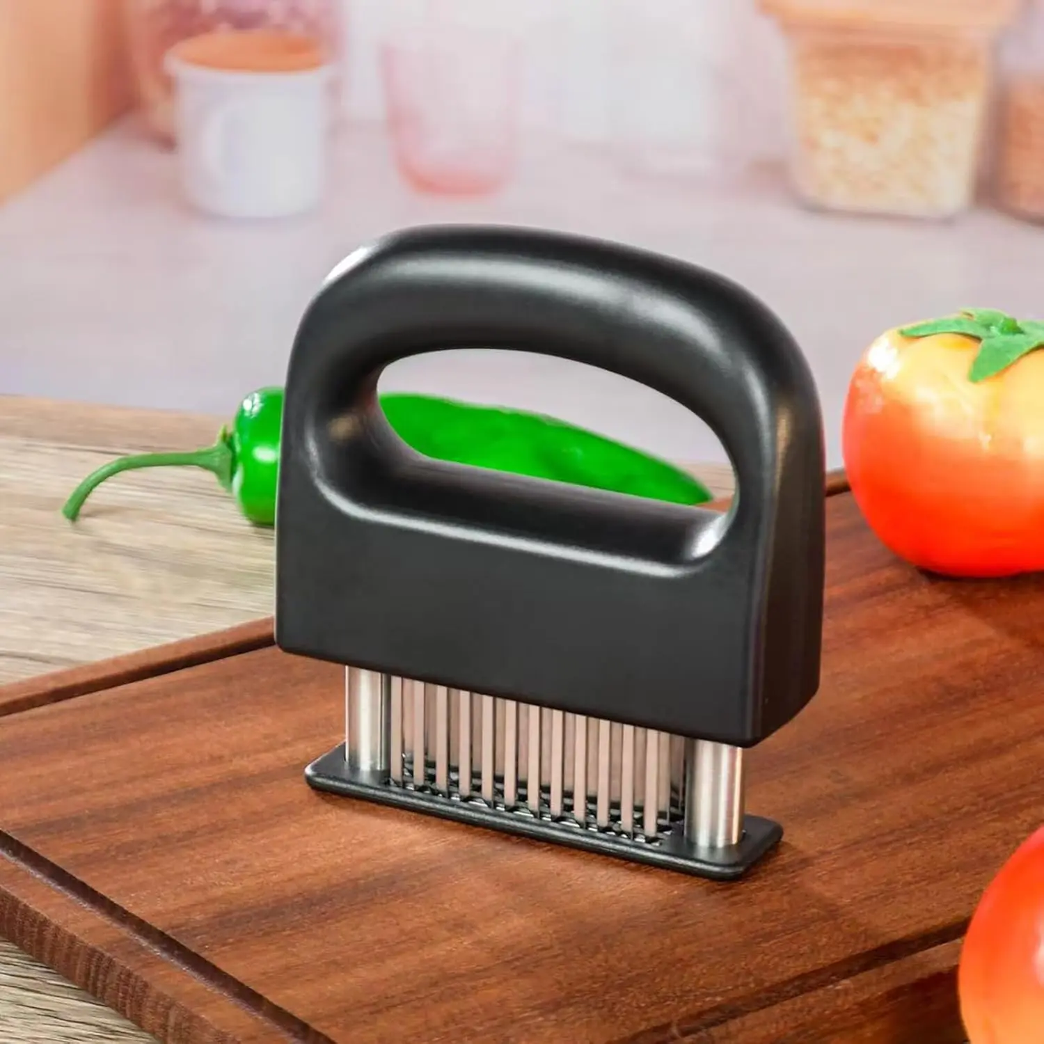 [summervibes]Meat Tenderizer with 48 Stainless Steel Ultra Sharp Needle Blades Heavy Duty Cooking machine for Tenderizing Beef, Turkey, Chicken, Steak, Veal, Pork, Fish etc