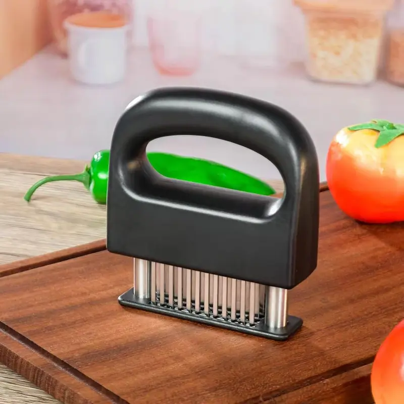 Manual Operation Meat Tenderiser - Heavy-Duty Handheld Kitchen Utensil with Handle, 48 Ultra-Sharp Stainless Steel Needle Blades, Easy to Rinse, Ideal for Home Cooking, Outdoor BBQ, Beef, Chicken; Tenderizer Meat Tenderisers, Manual Operation Meat Tenderi