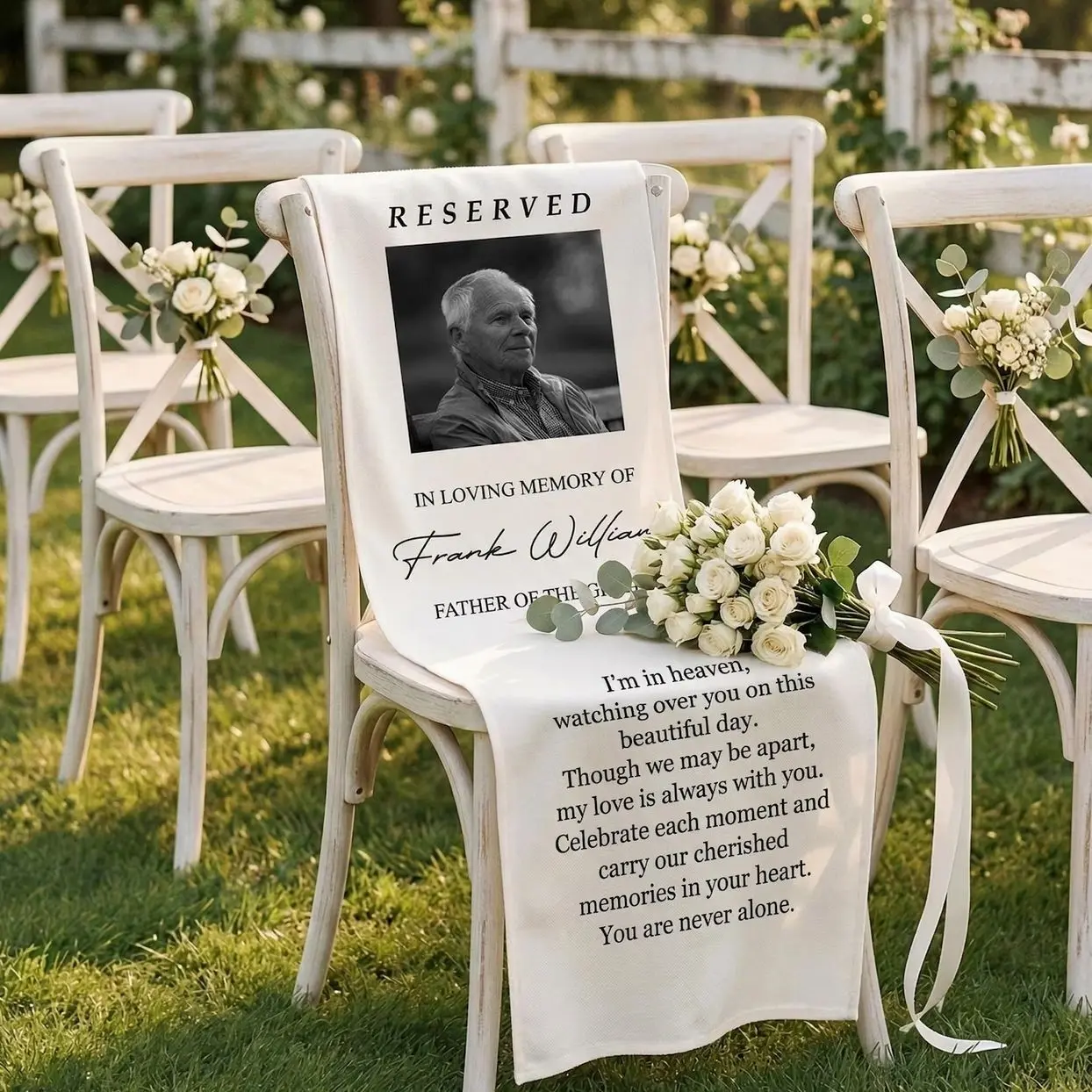 Custom Memorial Wedding Sign, Personalized Reserved Banner for Loved Ones, In Loving Memory Sign, Rustic Accent