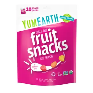 YumEarth Gluten Free Fruit Snacks, Tropical, 10 Snack Packs, 0.7 oz (19.8 g) Each