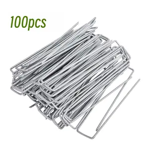 100 heavy-duty U-shaped garden posts-weed barrier fabric-landscape bolts, easy to install weed barrier tips, floor coverings, fences, artificial lawn fixtures-durable, grass-proof cloth garden nails