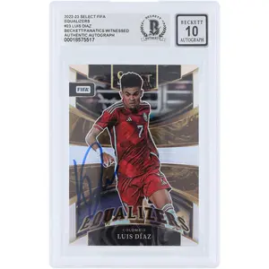 Luis Diaz Colombia Autographed 2022-23 Panini Select FIFA Equalizers #23 Beckett Fanatics Witnessed Authenticated Auto 10 Card - Fanatics Authentic Certified