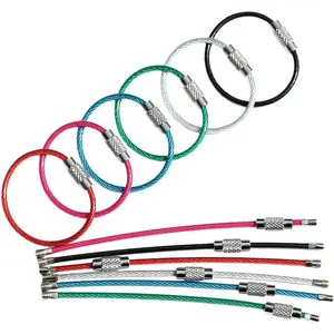 Key Rings Stainless Steel Wire Keychains Lock Cable Heavy Duty Luggage Tags Loops Keepers 2mm Twist Barrel Pack of 12 (Cable length: 4 inches)