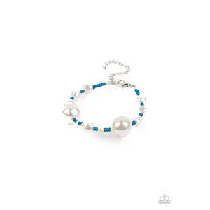 Contemporary Coastline - Blue and Yellow Seed Bead White Pearl Bracelet - Paparazzi