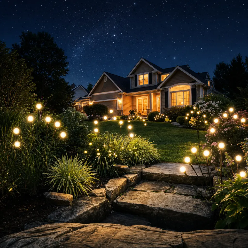 Whimsical 4/8-Pack Solar Firefly LED Garden Stake Lights - Waterproof Warm LED Lights for Driveway, Garden Lighting, Auto Dusk-to-Dawn, 2 Lighting Modes (Flashing, Steady-On) Outdoor Pathway Accessory, Solar Garden Lights sohochic sohochic