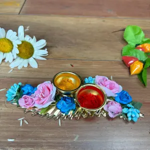 Elegant Haldi Kumkum Thali | Gold-Plated Pooja Return Gifts | Perfect for Navratri, Housewarming, Weddings | Cherished Cultural Traditions