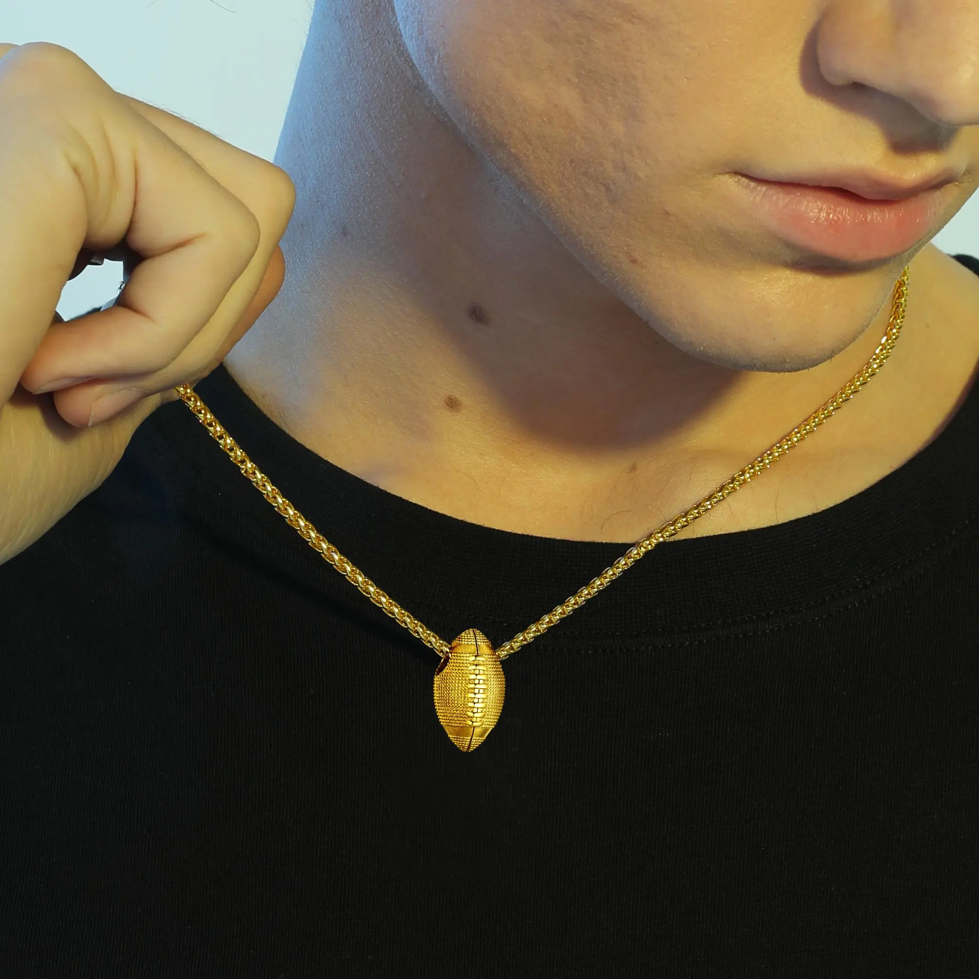 U7 Soccer Football Chain Necklace 3D Baseball Basketball Volleyball Sport Pendant For Men Boy Women Stainless Steel