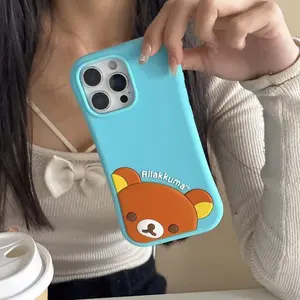 Cute Cartoon Rilakkuma Phone Case For iPhone 17 16 15 14 13 Pro Max Silicone Protective Case