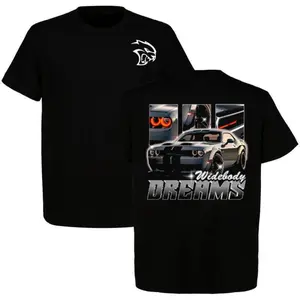 Dodge Widebody Dreams T-Shirt/Sweatshirt/Hoodie – Dodge Challenger Hellcat Widebody Graphic Tee, Modern Muscle Car Streetwear, Mopar Enthusiast Apparel Top Menswear Gift For Men, Father's Day