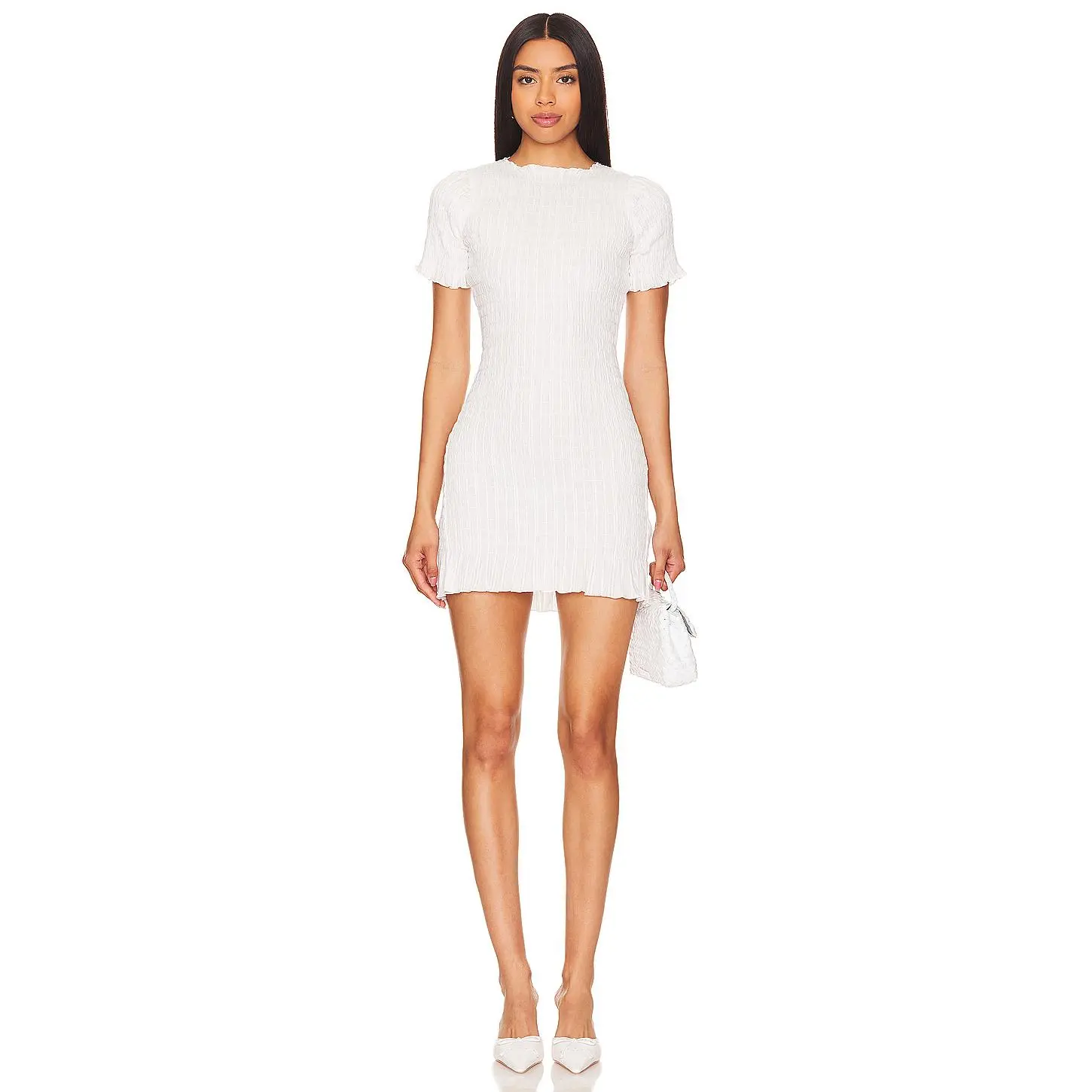 Apres Studio Ruched Mini Dress in Milk