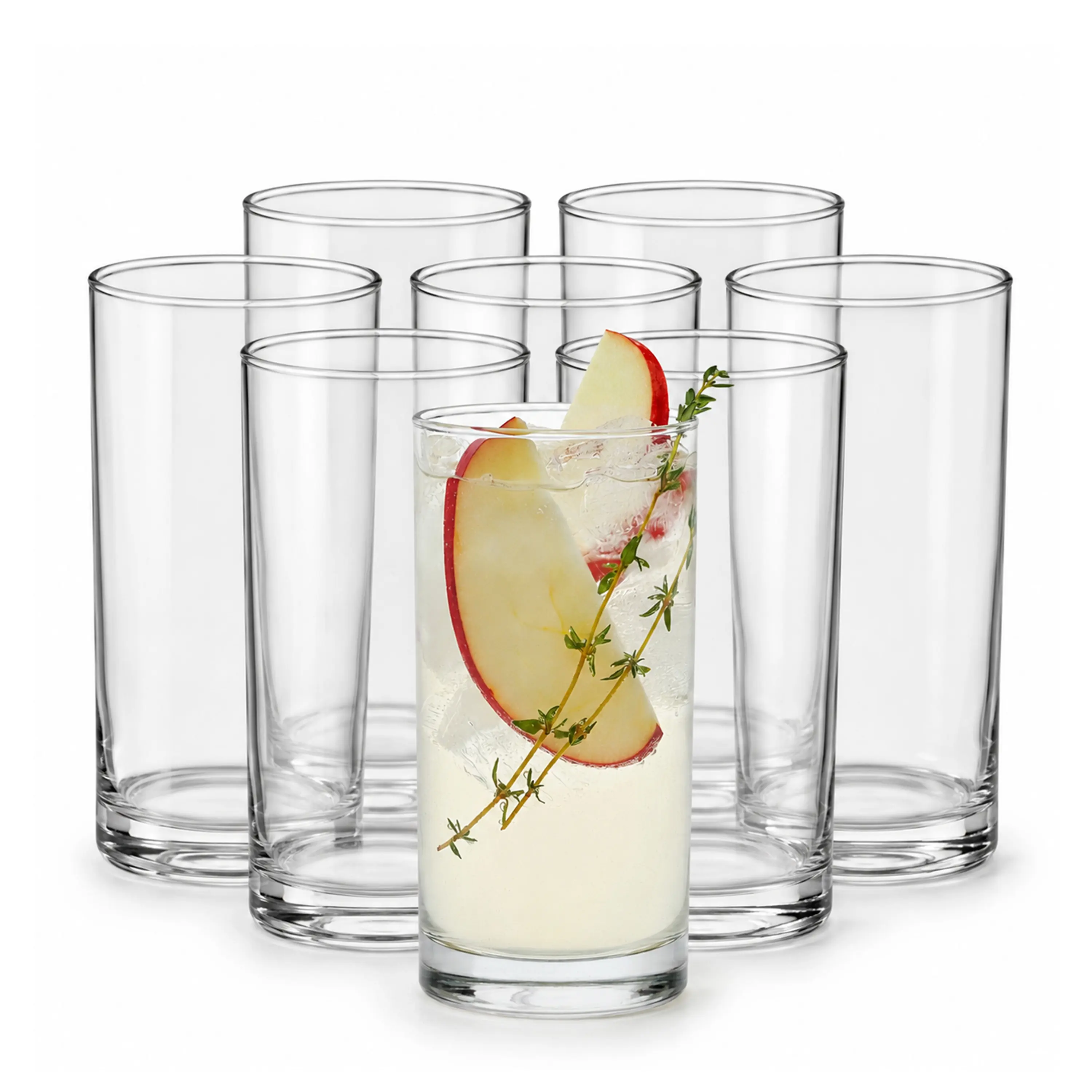 Heavy Base Drinking Glasses Set of 8, Weighted Clear Water Cups