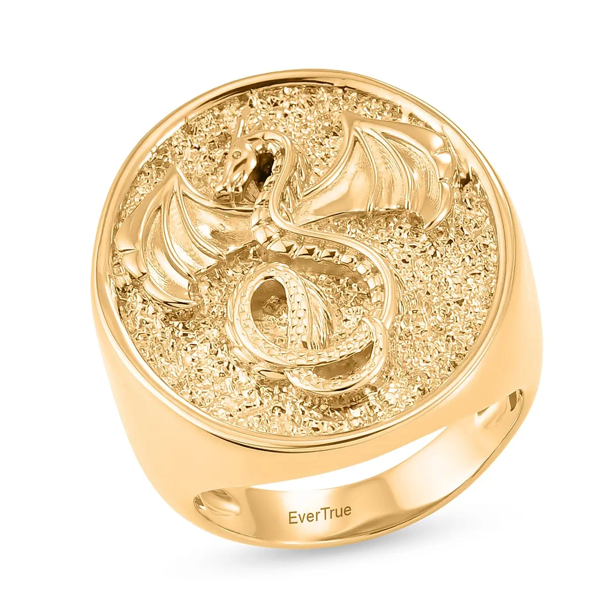 EverTrue Bronzella Collection Dragon Men''s Ring in 18K YG Plated Bronze (Size 10.0)