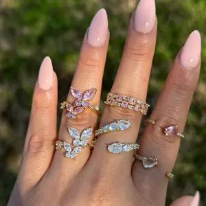 Butterfly Gold Plated Rings Set -3 pc Set