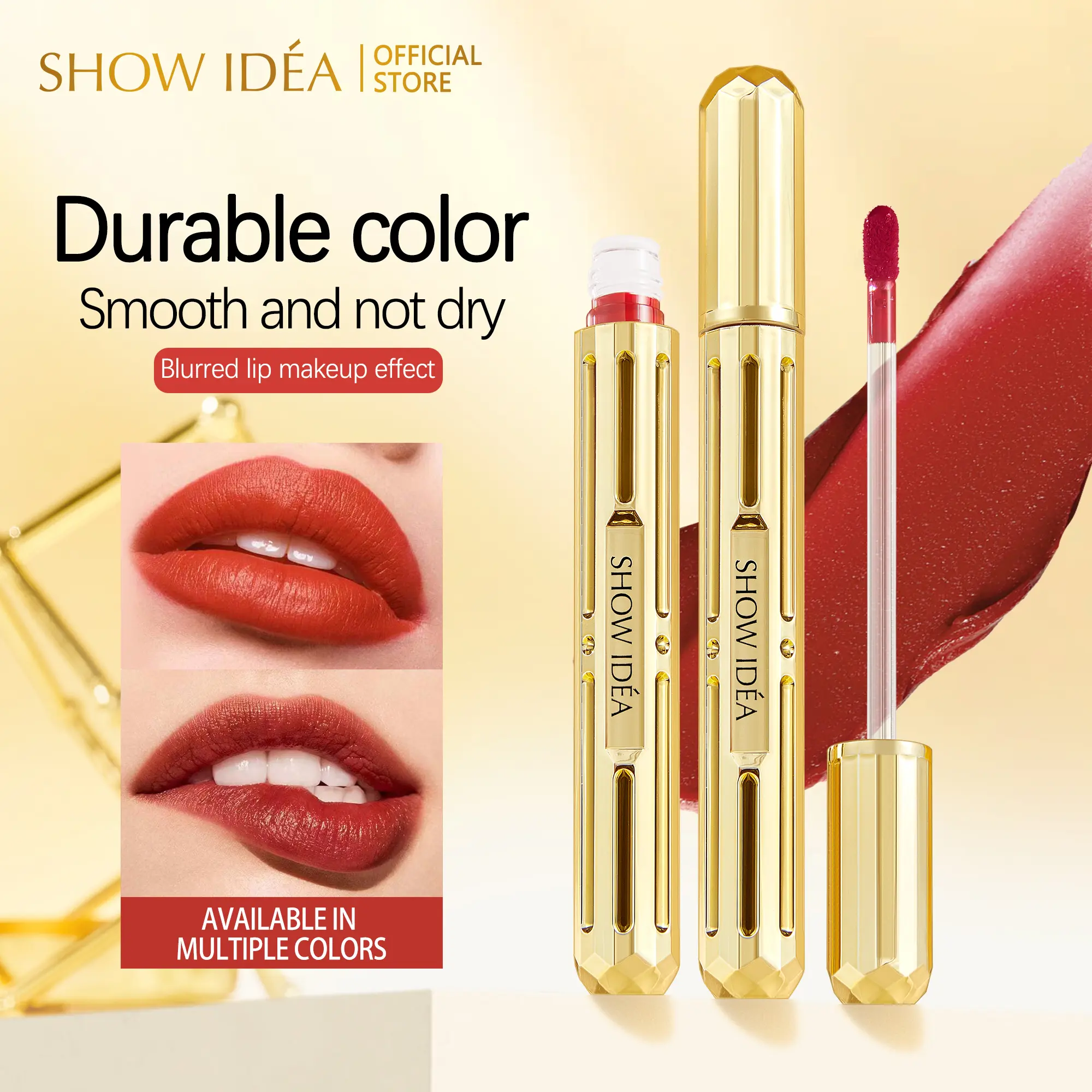 SHOW IDEA Glossy-Matte Lip Gloss - Hydrating Lip Care Cosmetic for Makeup Enthusiasts, Non-Stick Cup, Non-Drying, Waterproof, Long-Lasting, Multiple Trendy Shades