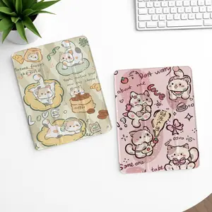 Lazy Cute Cat Themed Smart Trifold Case  Fits for iPad Mini4/5/6/7, Air1/2/3/4/5/6/7, Gen5/6/7/8/9/10/11, Pro11"(2020-2025) & Pro  + Galaxy Tab S6 Lite/S10 lite, A9+, S7/S8/S9/S9FE/S10FE/S10 lite, S7+/S8+/S9+/S10 Auto Wake/Sleep & Durable Protection