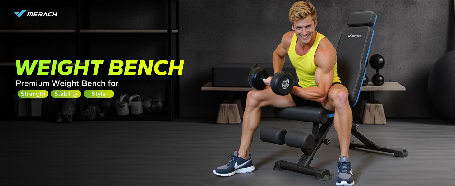Merach Weight Bench, Foldable Weight Benches for Home Gym with 990 LBS, Adjustable Weight Bench with 72 Training Angles, Incline Bench Press for Full Body, TikTokShopBlackFriday