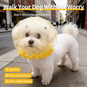 Dog Drawstring Head Cover, Heart Lace Design, Cute Dog Anti-Chewing Mouth Muzzle, Breathable Pet Mask, Anti-Swallowing Net, Walking Aid