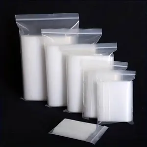 100pcs Small Ziplock Bags - Pearlescent Film Resealable Self Sealing Zipper Clear Plastic Bags for Jewelry, Cookie, Candy, Birthday Party Organiser