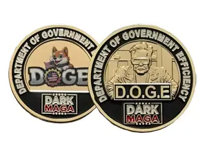 2025 Donald Trump & Elon Musk Commemorative Challenge Coin - 47th Presidential Gold-Plated, Doge, Department of Government Efficiency Gift for Collectors