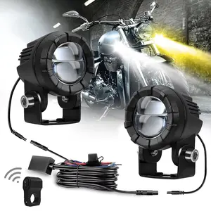 FCCEMC 2PCS Motorcycle Headlight Fog Lamps for Led Spotlight With Wiring Harness Kit 3000k/4500k/6000k for ATV Truck Dirt Bike SUV UTV