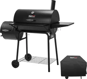Royal Gourmet CC1830SC Charcoal Grill Offset Smoker with Cover, 811 Square Inches, Black, Outdoor Camping