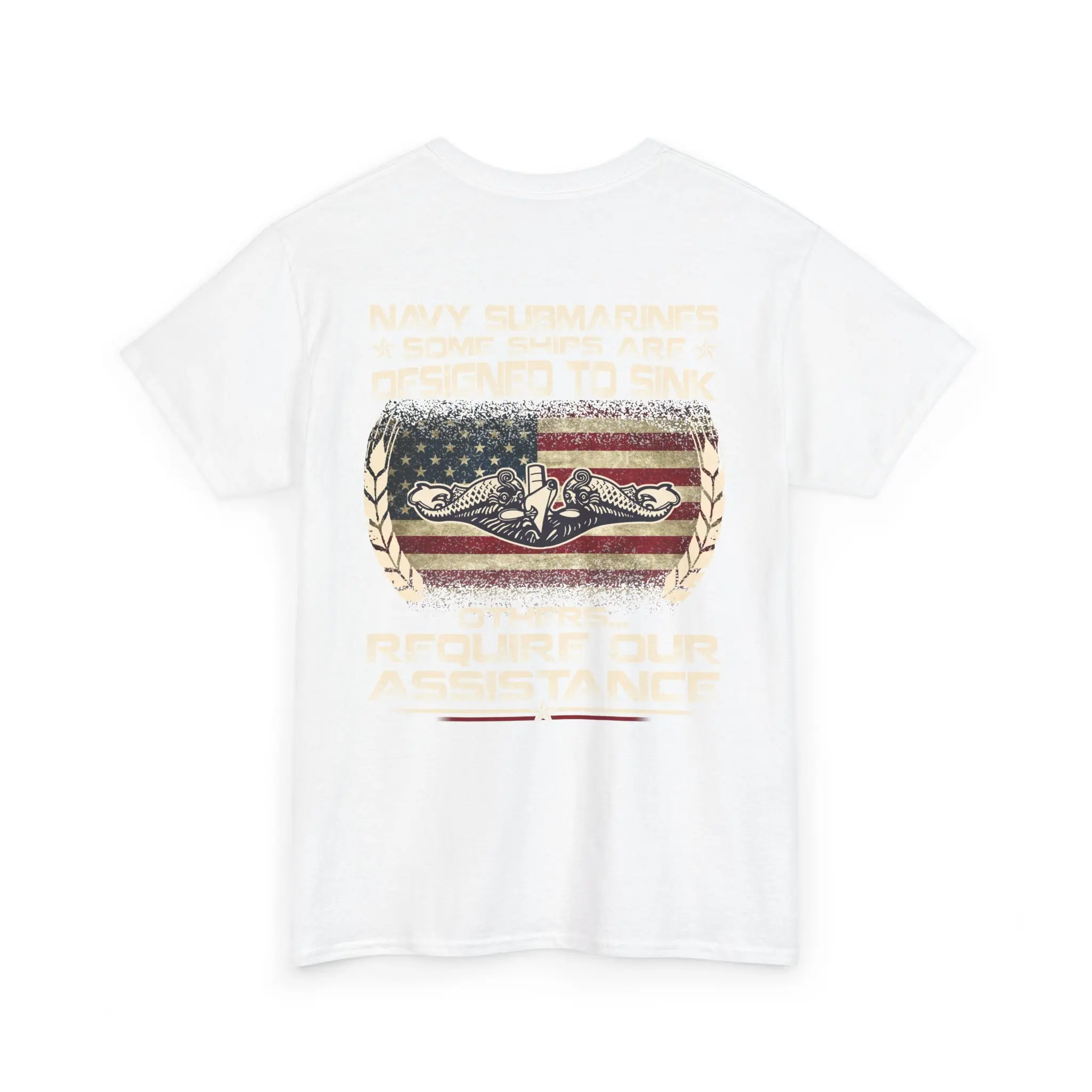 Navy Submarine Veteran T-Shirt Patriotic Military Pride Tee U.S. Navy Submariner Apparel Cotton Man Distressed American Flag Vintage Print Quote Top