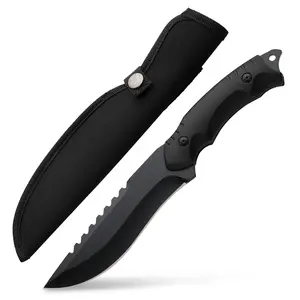 Black Blade Fixed Knife with Sheath, Camping Straight Knife Outdoor, Small Kitchen Cutting Knife, Holiday Gift