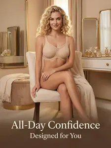 Cool Cardi Comfort Plus Size Unlined Non-Padded Underwire Smoothing Wide Strap Full Coverage Minimizer T-shirt Bra