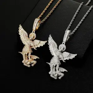 Hip Hop Pendant “Justice Angel” Necklace — Classic Religious Niche Pendant