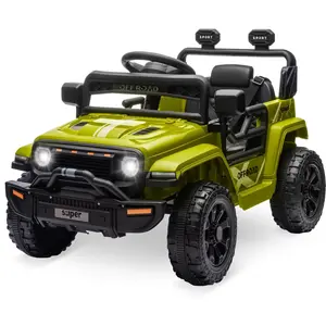 Garvee 12V Electric Ride-On Truck with Parent Remote Control, Featuring 2 Speeds, 4-Wheel Spring Suspension, Steering Wheel Music, and LED Lights for Ages 3-8 Toddlers