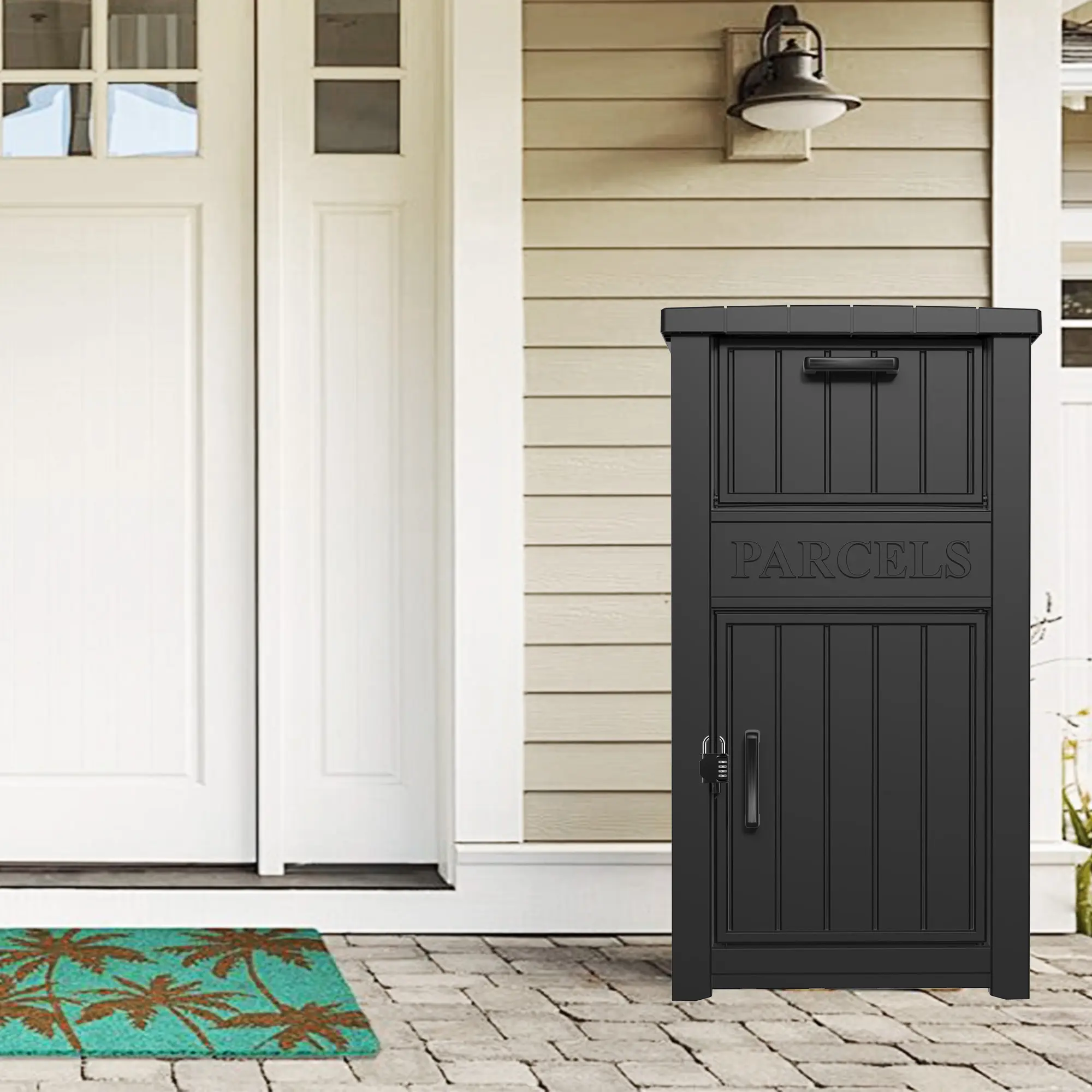 【Summergarden】Secure Parcel Delivery Box with Anti-Theft One-Way Slot - Weatherproof Outdoor Package Drop Box for Porch/Curbside/Office, Lockable Storage Bin (24.37"×17.8"×43.7")