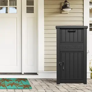 TikTokShopSpringGlowUp Secure Parcel Delivery Box with Anti-Theft One-Way Slot - Weatherproof Outdoor Package Drop Box for Porch/Curbside/Office, Lockable Storage Bin (24.37"×17.8"×43.7")