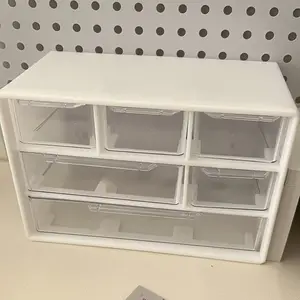 Multi-Compartment Drawer Storage Box, Transparent Mini Classification Organizer, Desktop Small Item Holder, 6 Compartment Clear Mini Storage Box