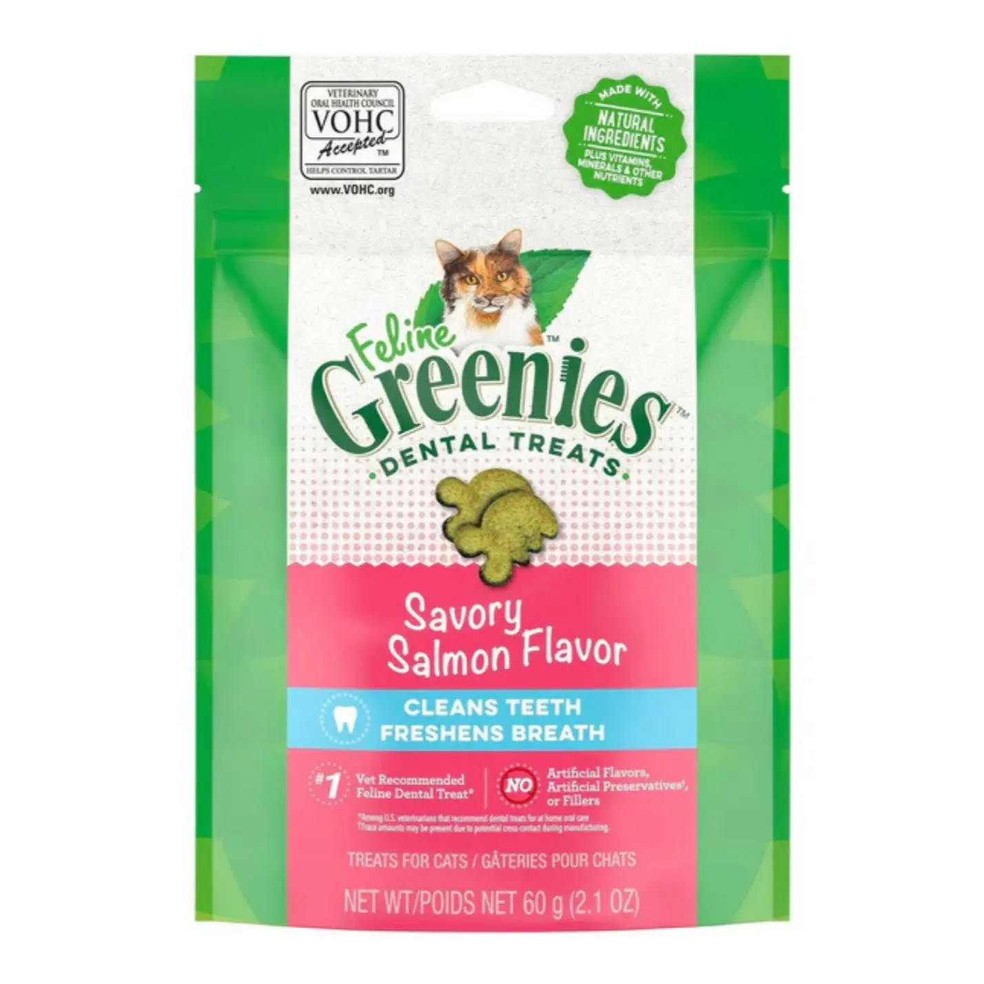 Greenies Feline Savory Salmon Flavor Dental Cat Treats, 2.1-oz bag