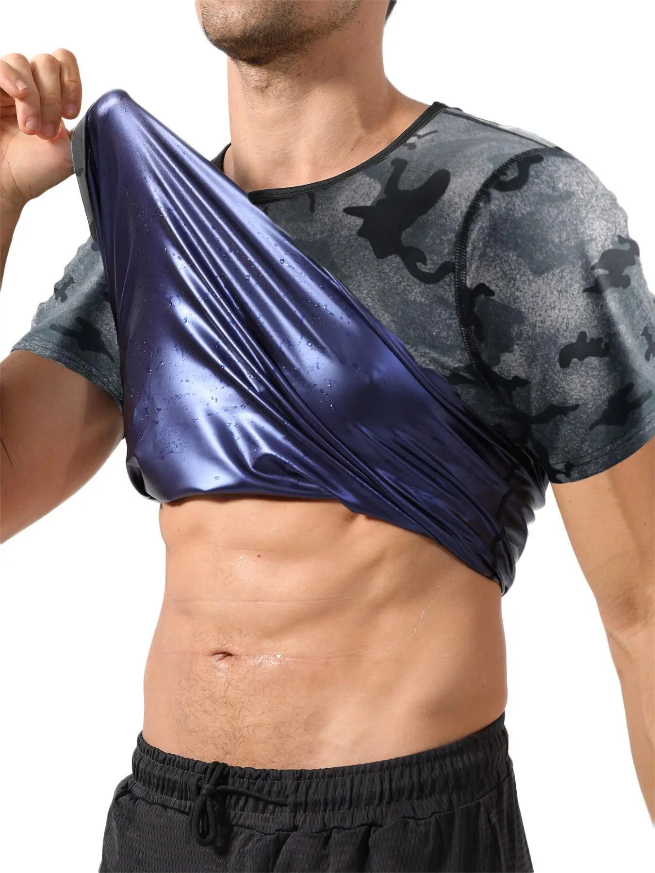 Men's Round Neck Sweatproof Shapewear Tee, Breathable Comfortable Short Sleeve T-Shirt, Shaper for Men, Underwear for All Seasons