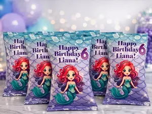Custom Party Favor Chip Bags Personalized Birthday Snack Wrappers Any Theme High-Quality Glossy Finish Fast Processing Perfect for Birthday Parties Baby Showers School Events