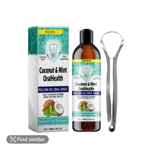 Coconut Mint Pulling Oil Mouthwash Alcohol-free Teeth Whitening Fresh Oral Breath Tongue Scraper Set Mouth Heal mouthwash Daily Moisture Peppermint
