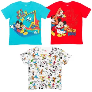 Disney Mickey Mouse Toddler Boys 3 Pack Pullover T-Shirts Blue/Red/White 2T