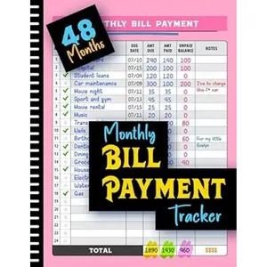 Bill Organizer & Financial Planner by Independently Published – 48-Month Expense Tracker, Bill Payment Tracker, Calendar-Integrated Debt Payoff Planner for Office Accounting Supplies