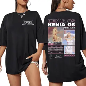 Kenia Os Pink Aura Album 2025 Graphic T Shirt Men Women Vintage Harajuku Fashion T-Shirts High Quality Oversized Cotton T-shirt