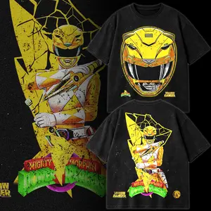 Yellow Ranger Graphic Tee, Trini Kwan Shirt, Thuy Trang Yellow Ranger T-Shirt, Mighty Morphin Power Rangers Vintage Washed Heavy Cotton Oversized Streetwear, Double Printed Retro 90s Nostalgia Unisex Hoodie, Superhero TV Show Graphic Shirt