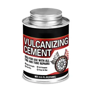 Vulcanizing Cement 8.5 FL.Oz, All Purpose Tire Repair Glue, Fast Dry Rubber Cement, Clear Patch Plug Kit with Brush Top Can for , ,